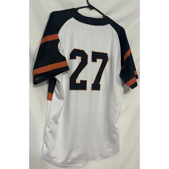 Mizuno Blacksox Baseball #27 Jersey White/Black/Orange Size Small - Picture 8 of 9